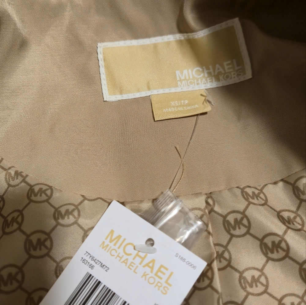 New Michael Kors Tan Hooded Trench Coat - Picture 5 of 9